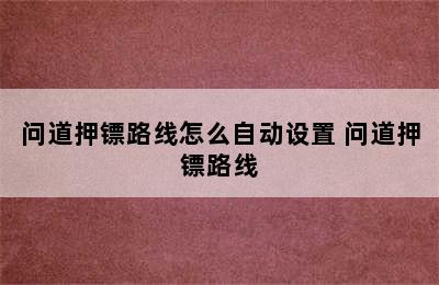 问道押镖路线怎么自动设置 问道押镖路线